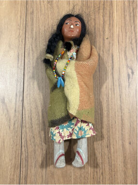 Vintage Skookum Style Native American Doll 9” Blanket Wrapped Beaded D1